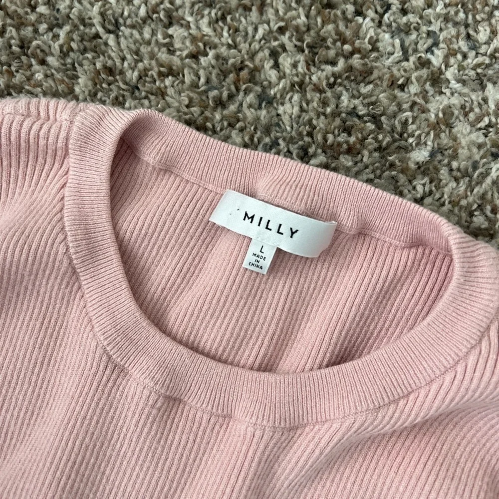 Milly Ribbed Puff Balloon Sleeve Sweater Blush Pink Top - Picture 2 of 7